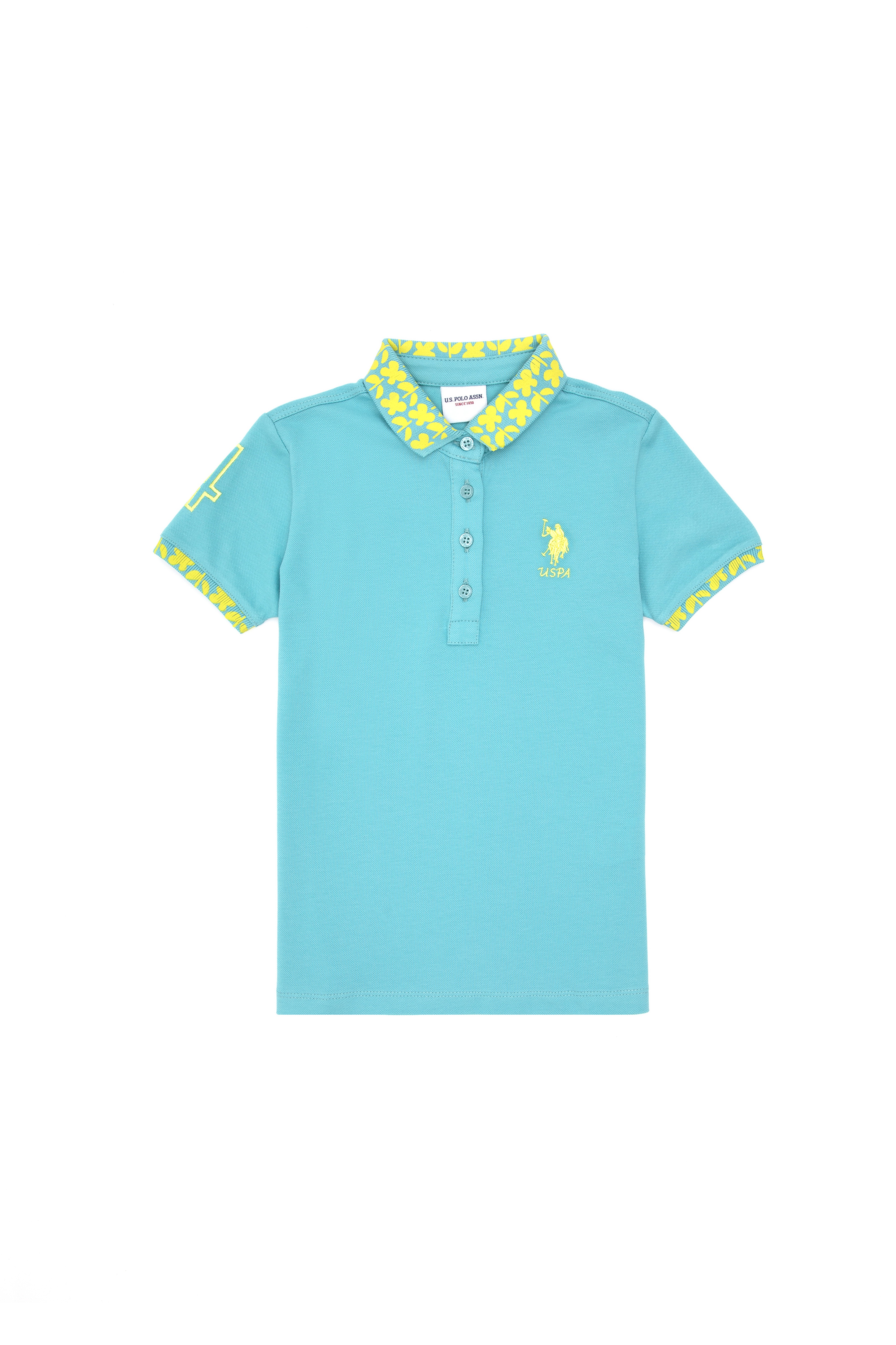 Kız Çocuk Mint Polo Yaka Basic Tişört