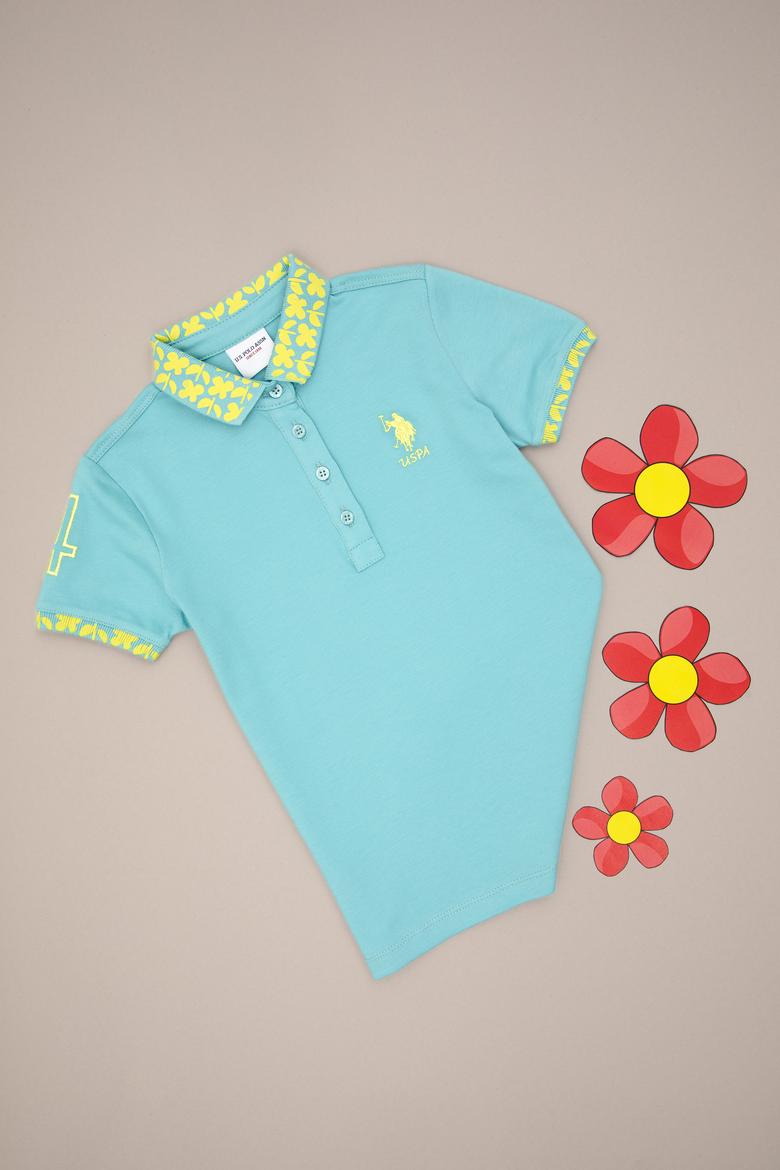 Kız Çocuk Mint Polo Yaka Basic Tişört