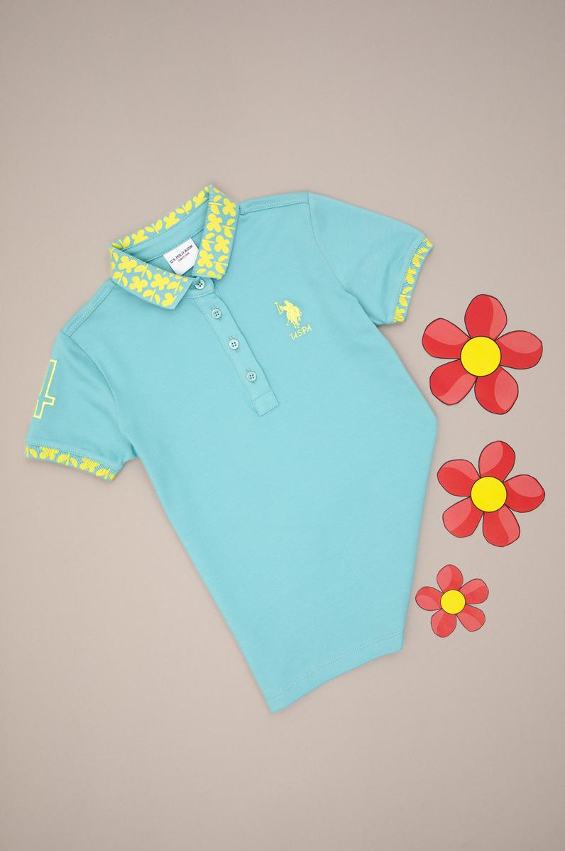 Kız Çocuk Mint Polo Yaka Basic Tişört