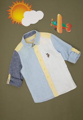 Erkek Çocuk Açık Mavi Uzun Kollu Gömlek - 50283887011