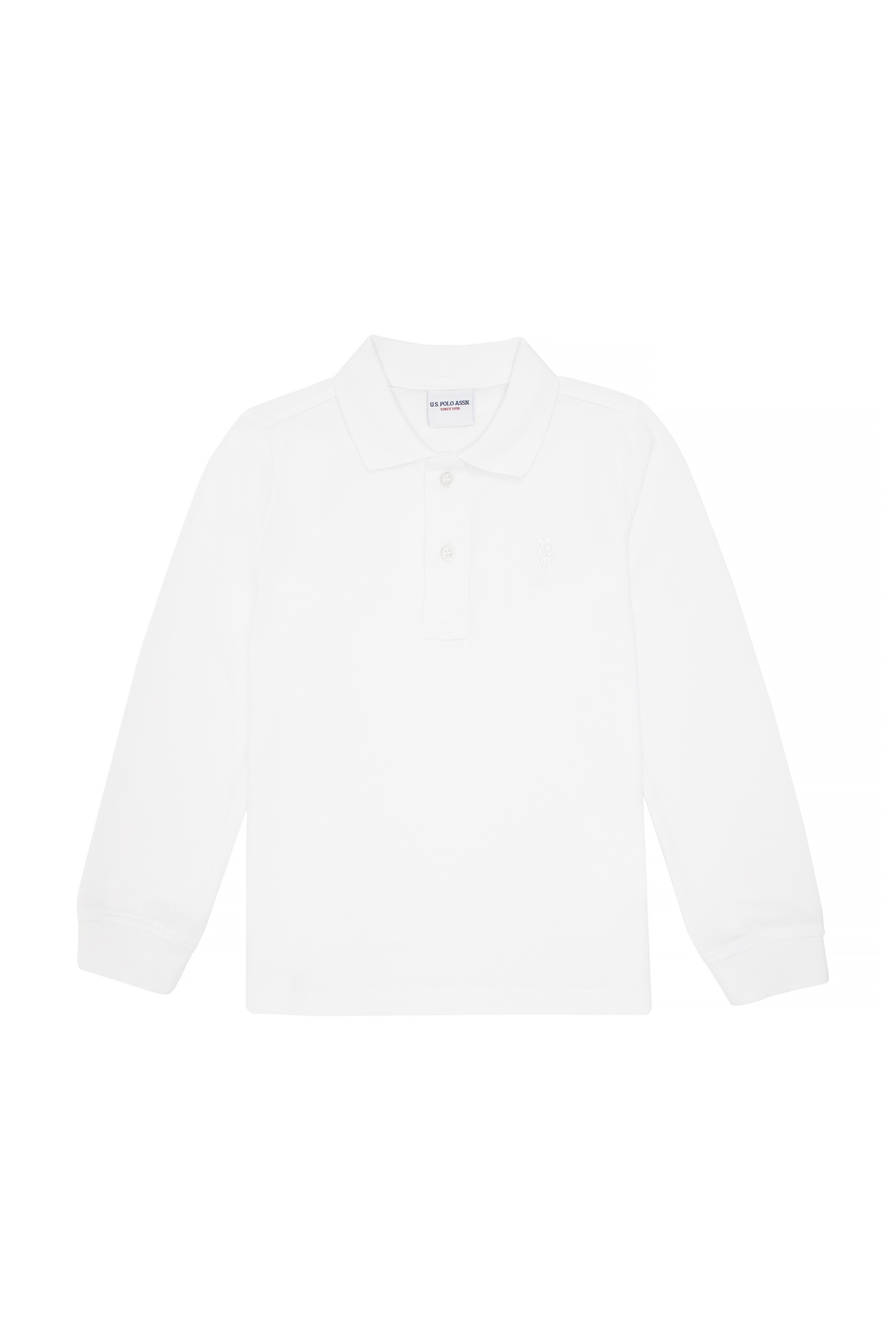 Erkek Çocuk Beyaz Basic Polo Yaka Sweatshirt - Image 2