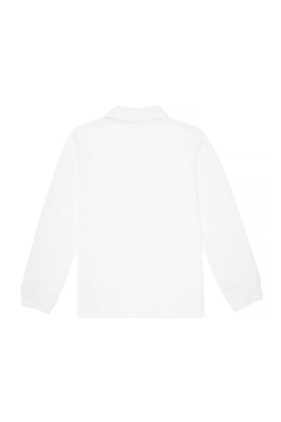 Erkek Çocuk Beyaz Basic Polo Yaka Sweatshirt