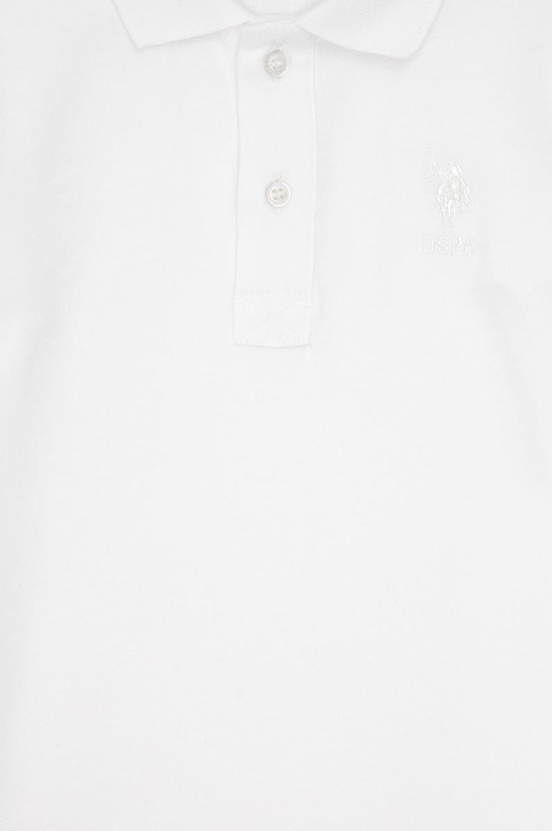 Erkek Çocuk Beyaz Basic Polo Yaka Sweatshirt