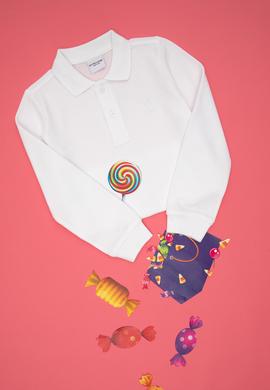 Erkek Çocuk Beyaz Basic Polo Yaka Sweatshirt - 50289141094