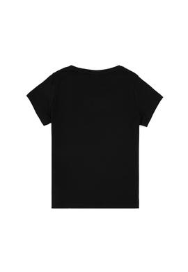 Kız Çocuk Siyah Bisiklet Yaka Basic Tişört - 50295661004