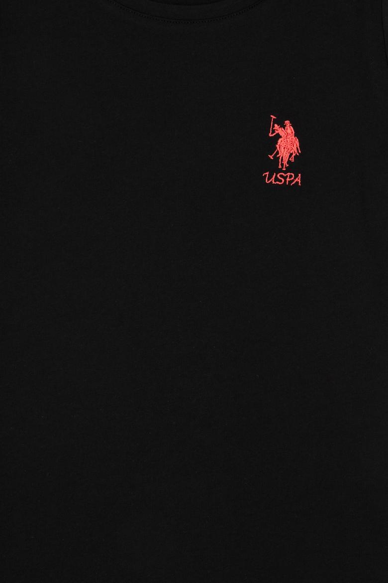 Kız Çocuk Siyah Bisiklet Yaka Basic Tişört - 50295661004