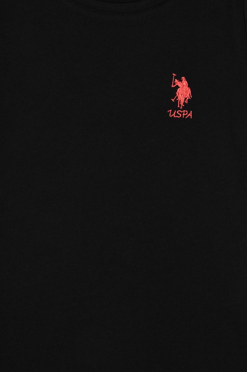 Kız Çocuk Siyah Bisiklet Yaka Basic Tişört