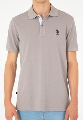 Erkek Regular Fit Polo Yaka Koyu Gri Basic Tişört - 50279611088