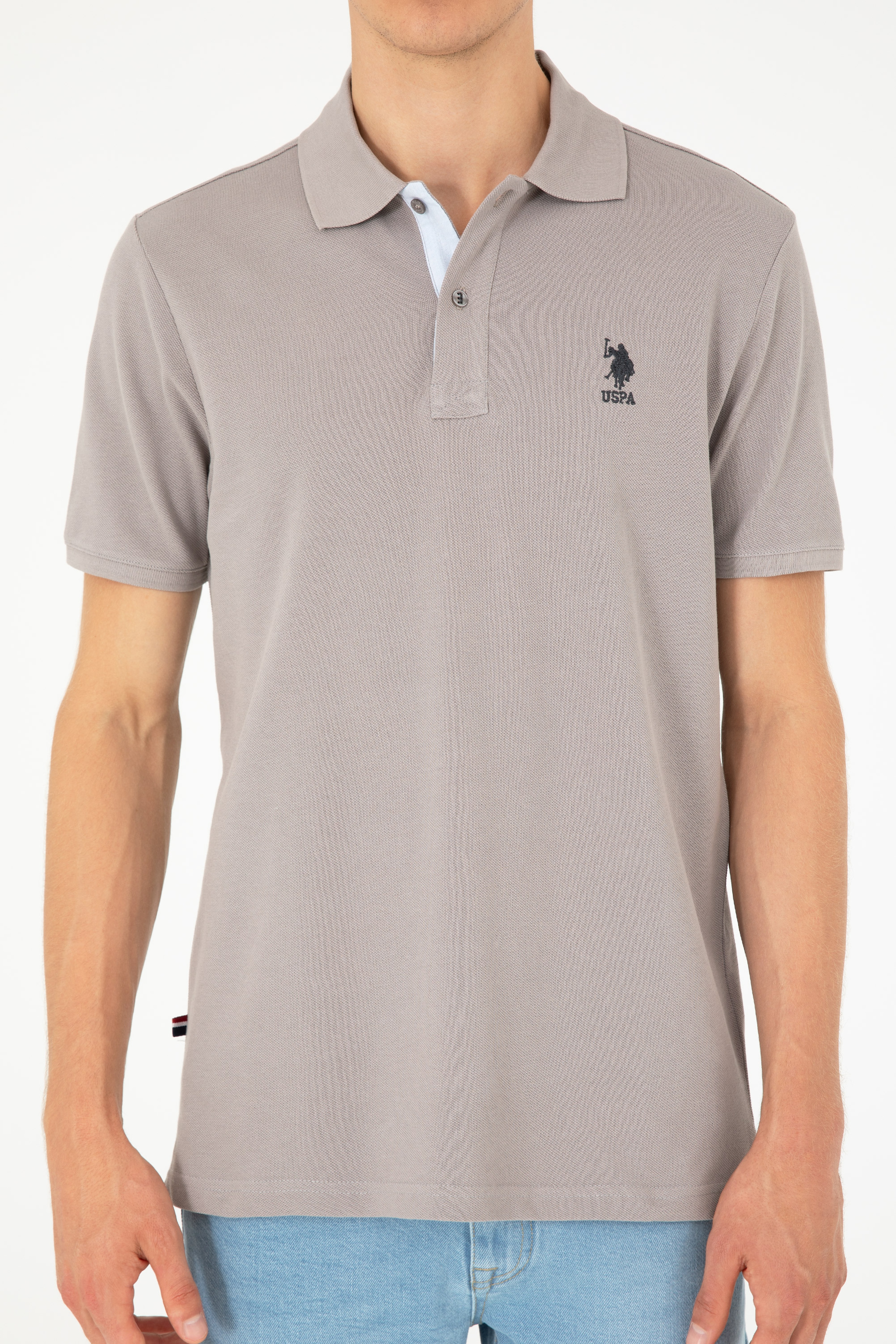 Erkek Regular Fit Polo Yaka Koyu Gri Basic Tişört - Image 6