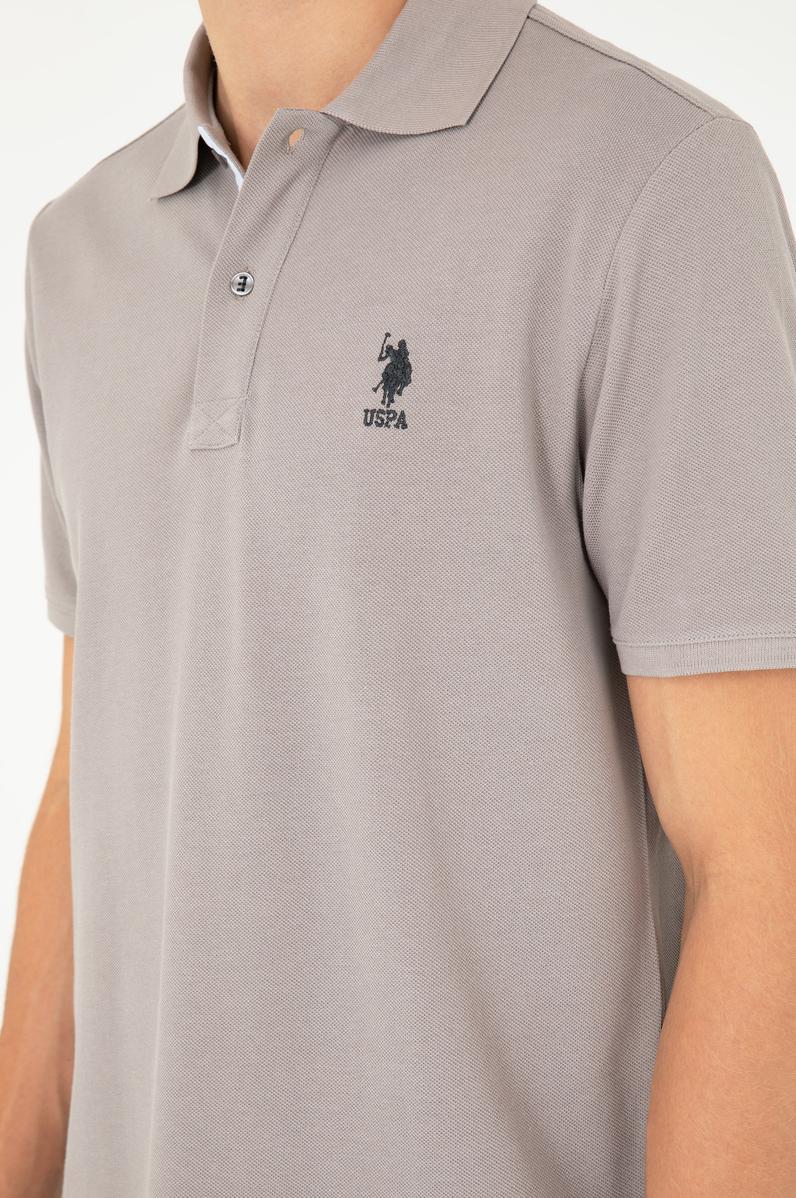 Erkek Regular Fit Polo Yaka Koyu Gri Basic Tişört