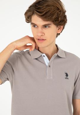Erkek Regular Fit Polo Yaka Koyu Gri Basic Tişört - 50279611088