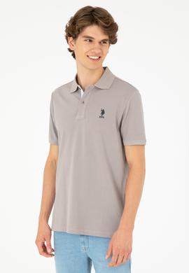 Erkek Regular Fit Polo Yaka Koyu Gri Basic Tişört - 50279611088