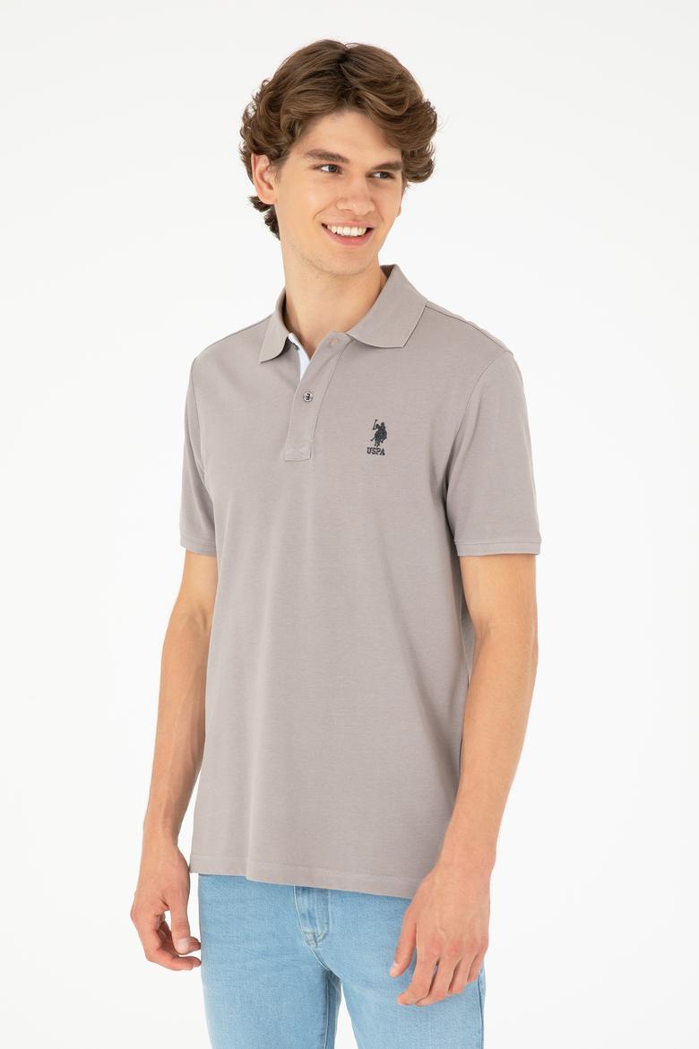 Erkek Regular Fit Polo Yaka Koyu Gri Basic Tişört