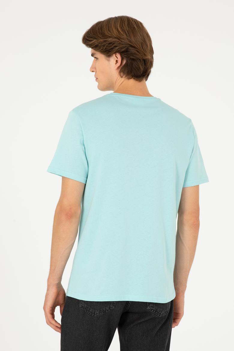 Erkek Su Yeşili Basic Tişört - 50279632111