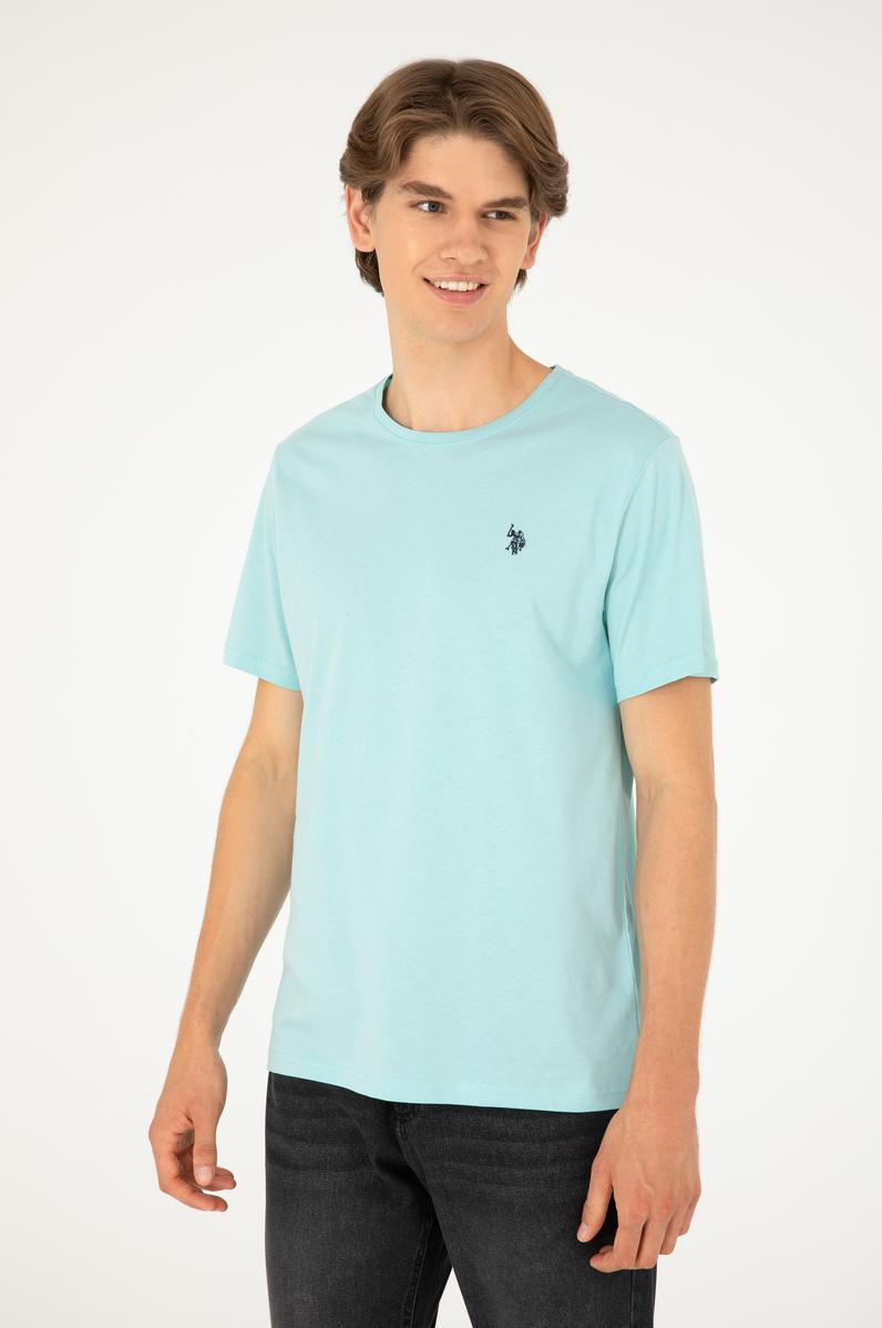 Erkek Su Yeşili Basic Tişört