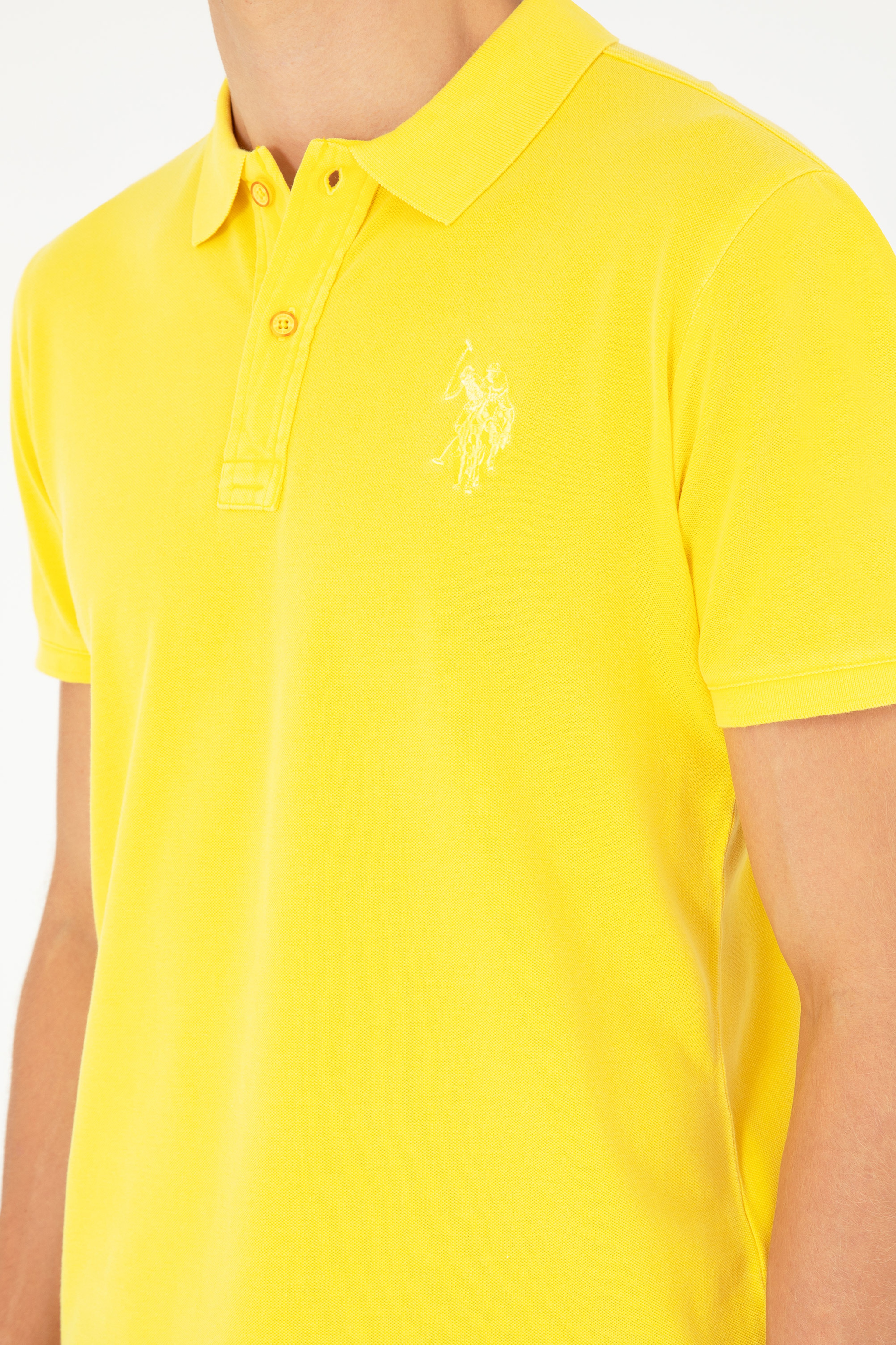 Erkek Sarı Basic Tişört - Image 7