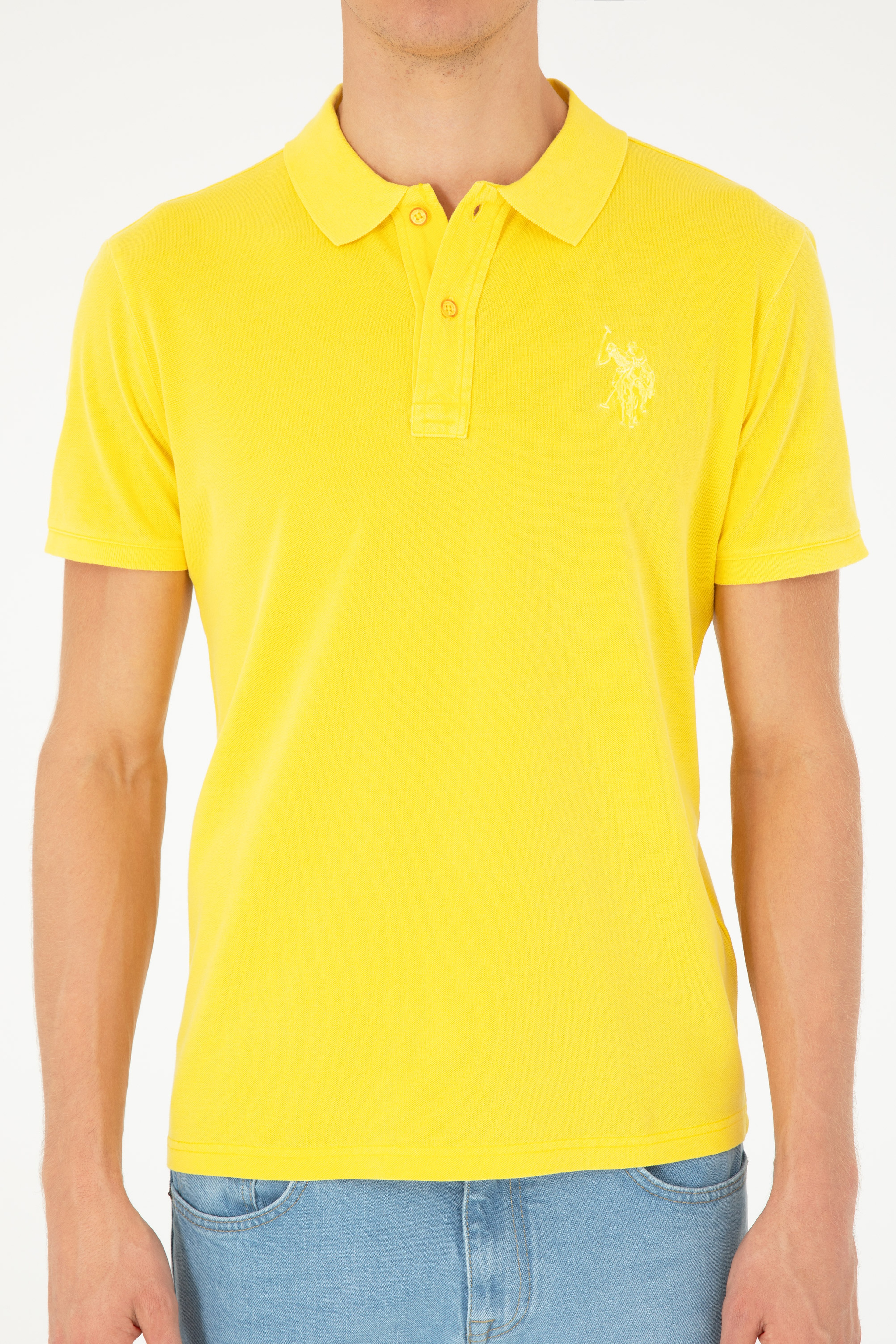Erkek Sarı Basic Tişört - Image 6