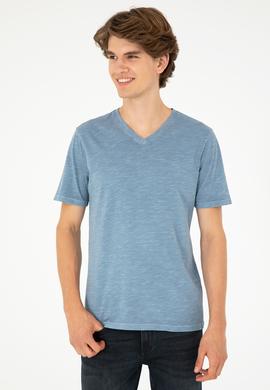 Erkek İndigo Basic Tişört - 50279580027