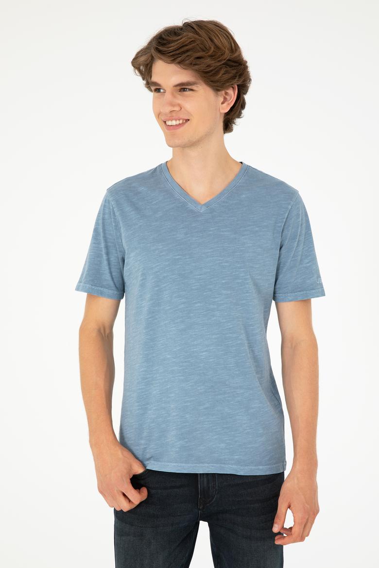 Erkek İndigo Basic Tişört