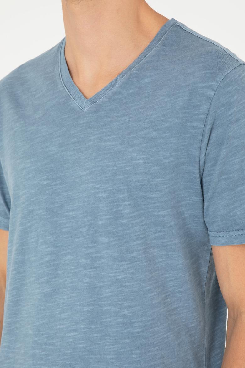 Erkek İndigo Basic Tişört - 50279580027