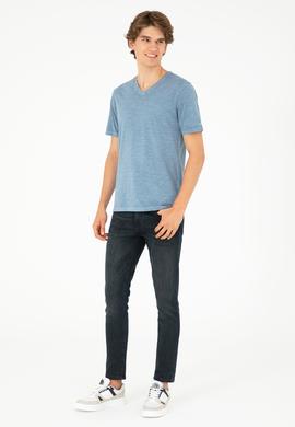 Erkek İndigo Basic Tişört - 50279580027