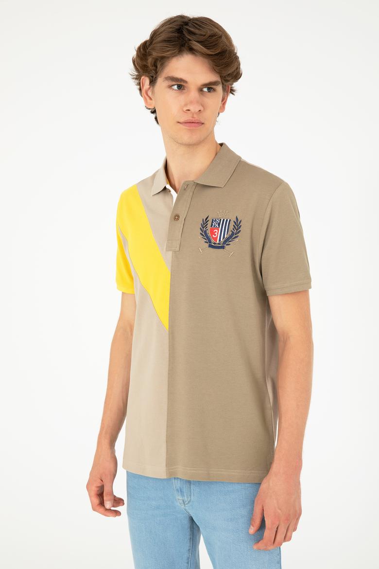 Erkek Regular Fit Polo Yaka Açık Haki Tişört - 50281559013