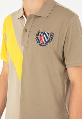 Erkek Regular Fit Polo Yaka Açık Haki Tişört - 50281559013