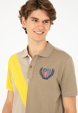 Erkek Regular Fit Polo Yaka Açık Haki Tişört - 50281559013