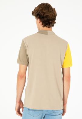 Erkek Regular Fit Polo Yaka Açık Haki Tişört - 50281559013