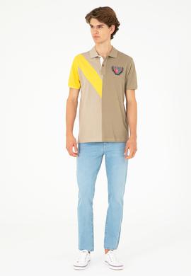 Erkek Regular Fit Polo Yaka Açık Haki Tişört - 50281559013