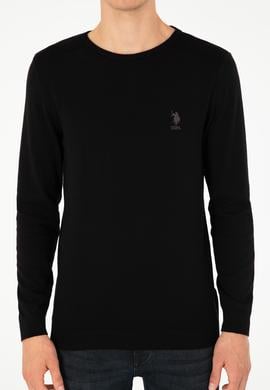 Erkek Slim Fit Bisiklet Yaka Siyah Basic Kazak - 50288888045