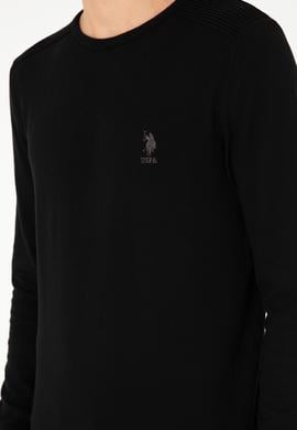 Erkek Slim Fit Bisiklet Yaka Siyah Basic Kazak - 50288888045