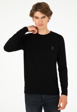 Erkek Slim Fit Bisiklet Yaka Siyah Basic Kazak - 50288888045