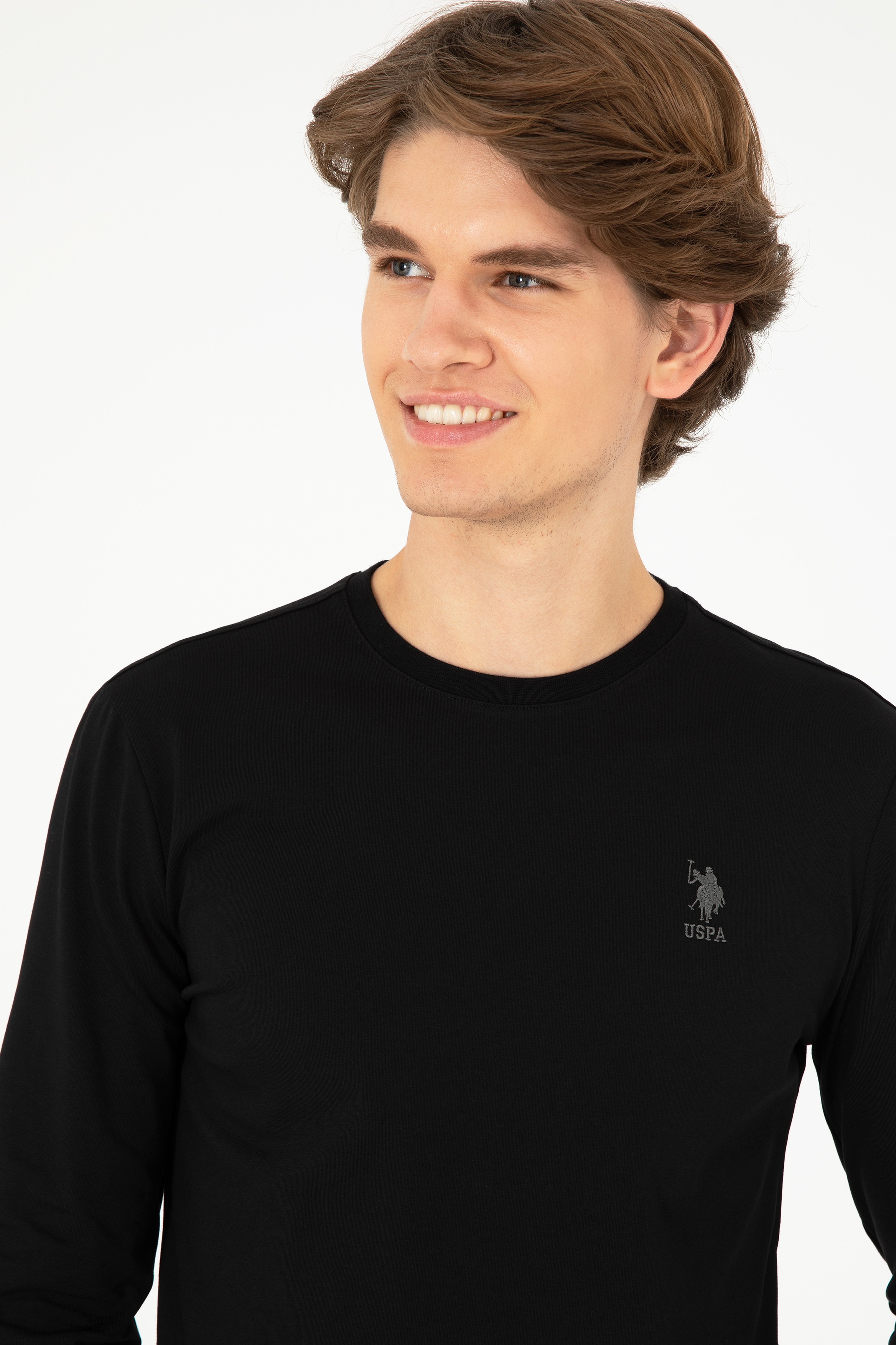 Erkek Siyah Basic Sweatshirt - Image 2