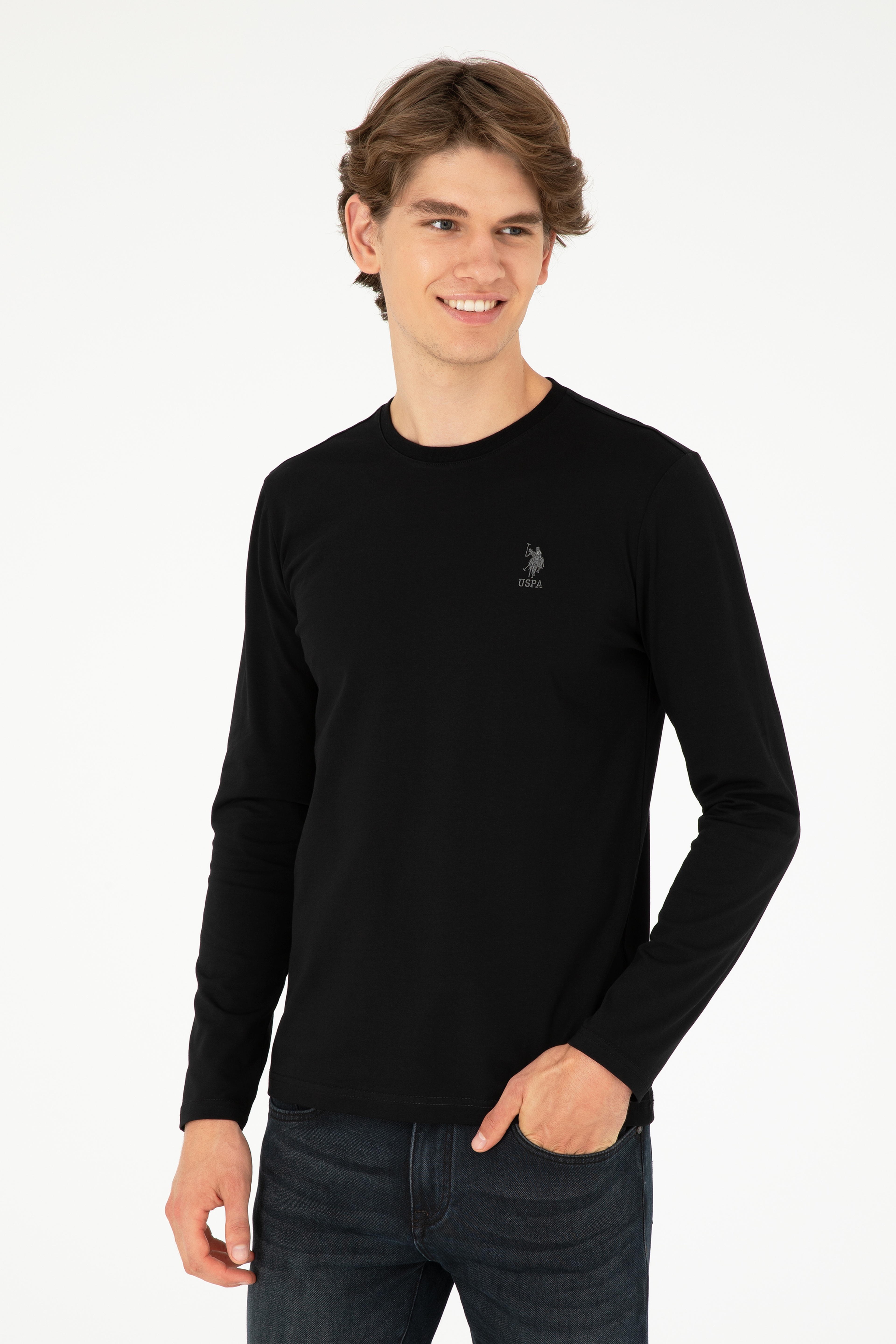 Erkek Siyah Basic Sweatshirt - Image 1