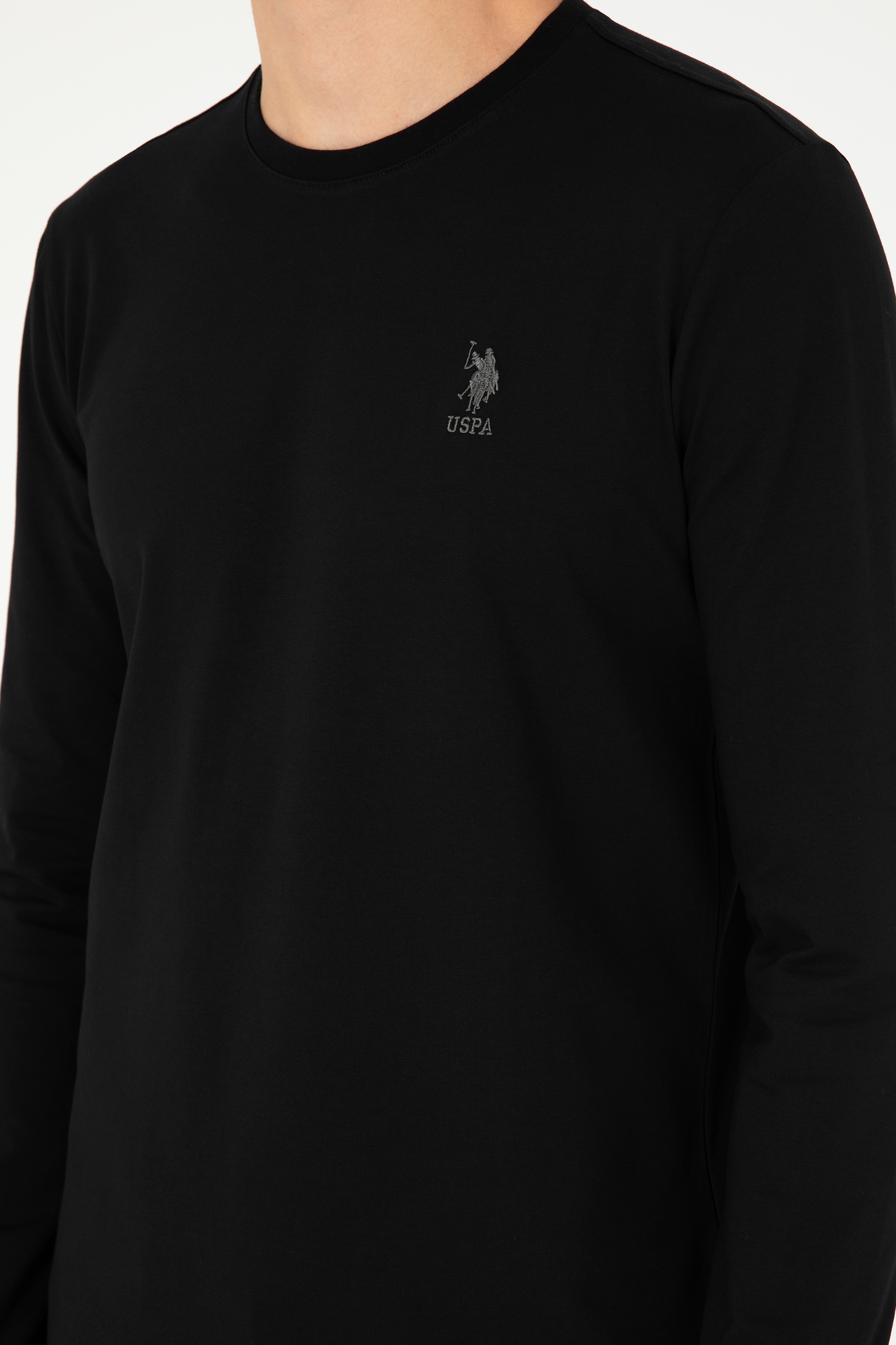 Erkek Siyah Basic Sweatshirt - Image 7
