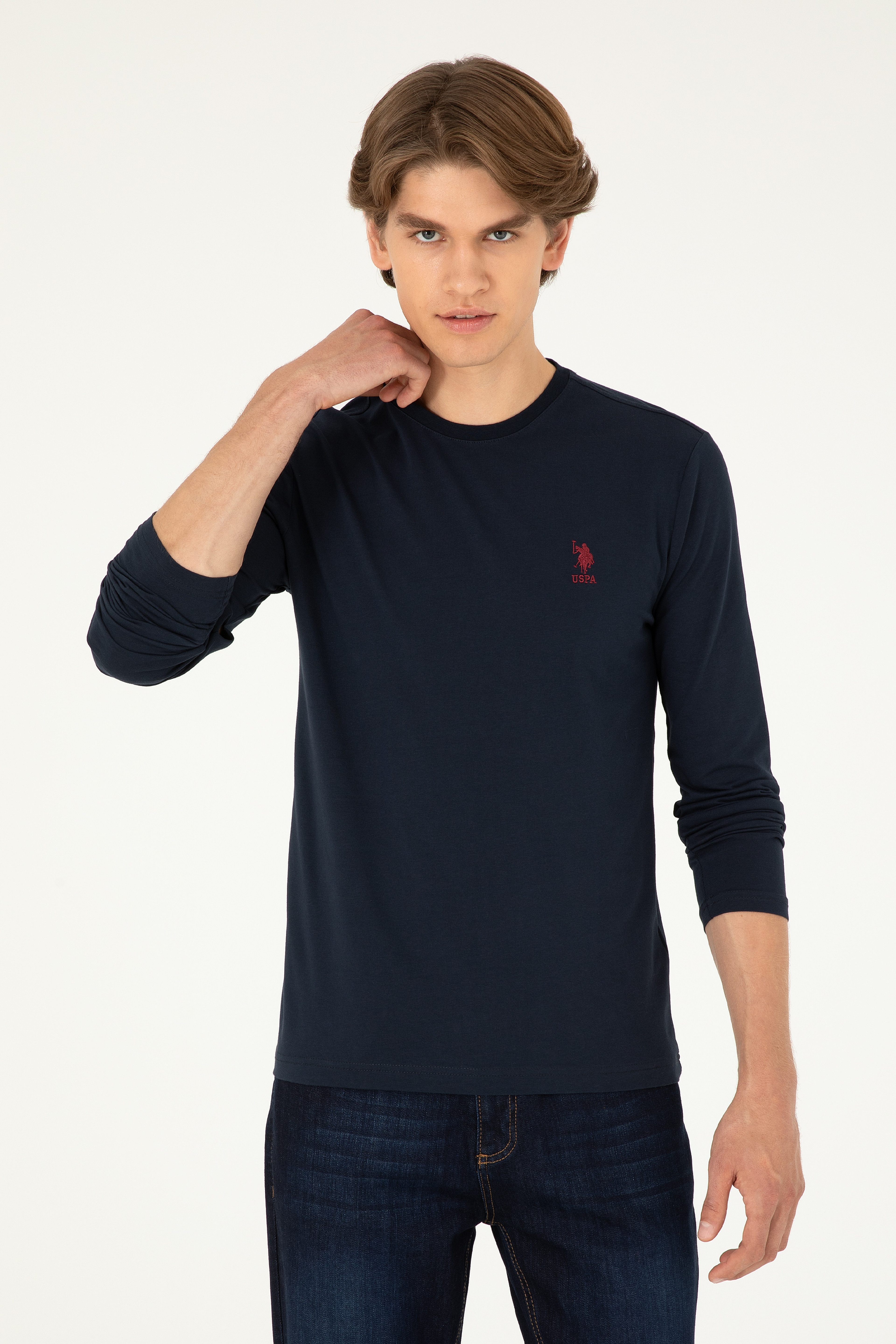 Erkek Lacivert Basic Sweatshirt - Image 3