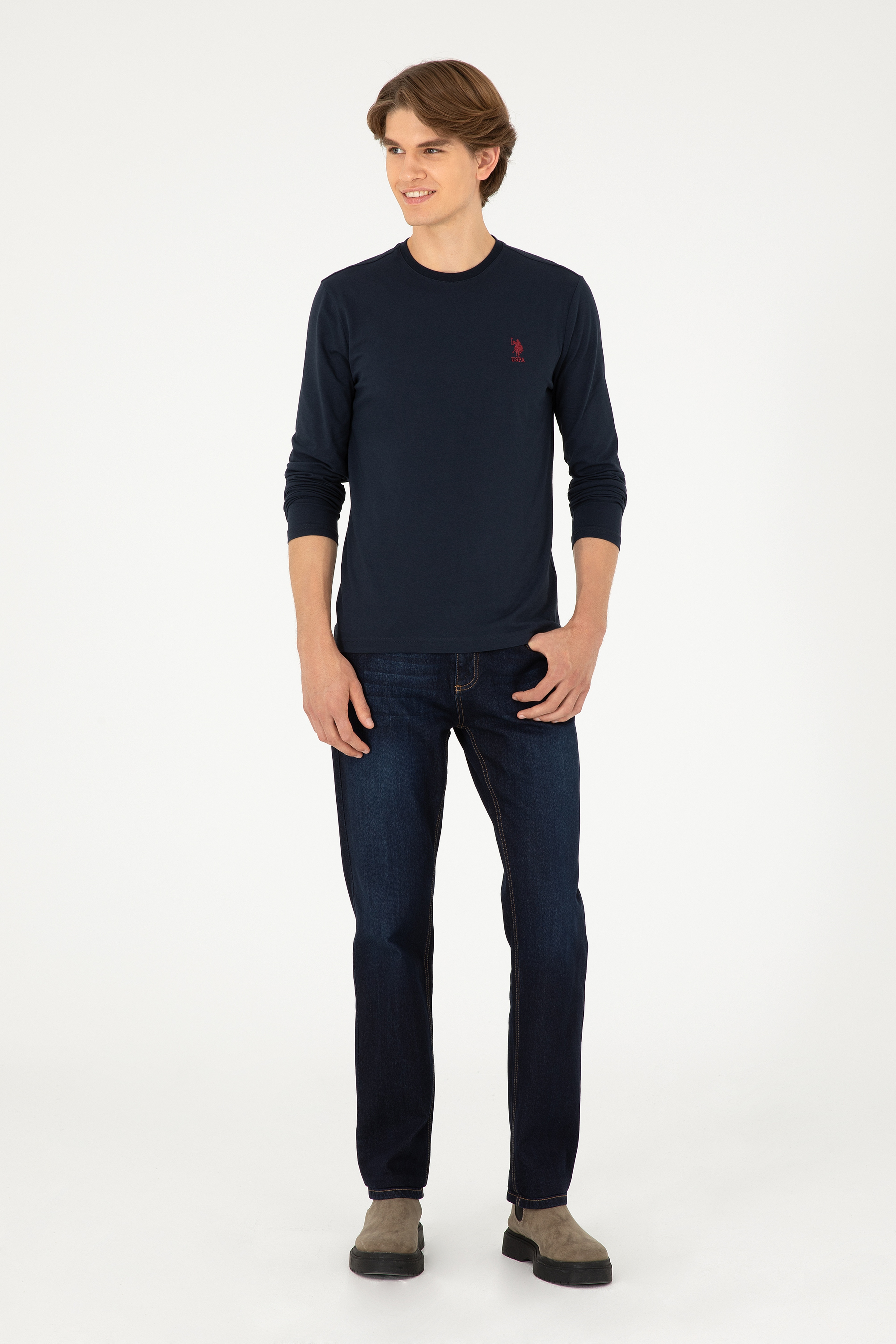 Erkek Lacivert Basic Sweatshirt - Image 4