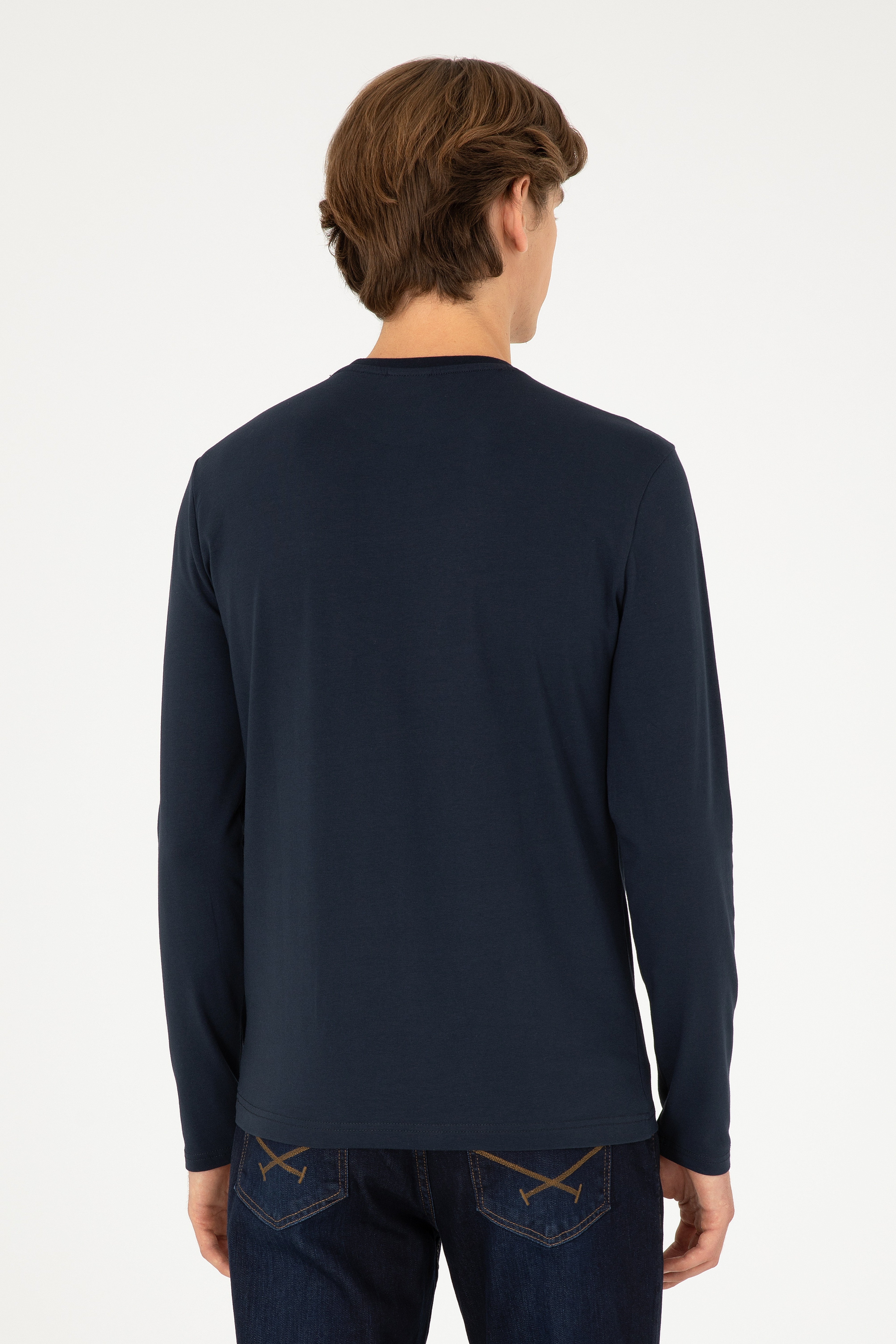 Erkek Lacivert Basic Sweatshirt - Image 5