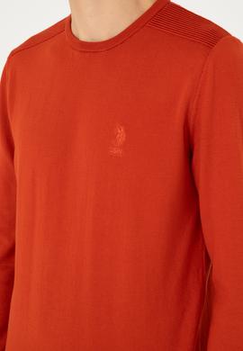 Erkek Slim Fit Bisiklet Yaka Kiremit Basic Kazak - 50288888036