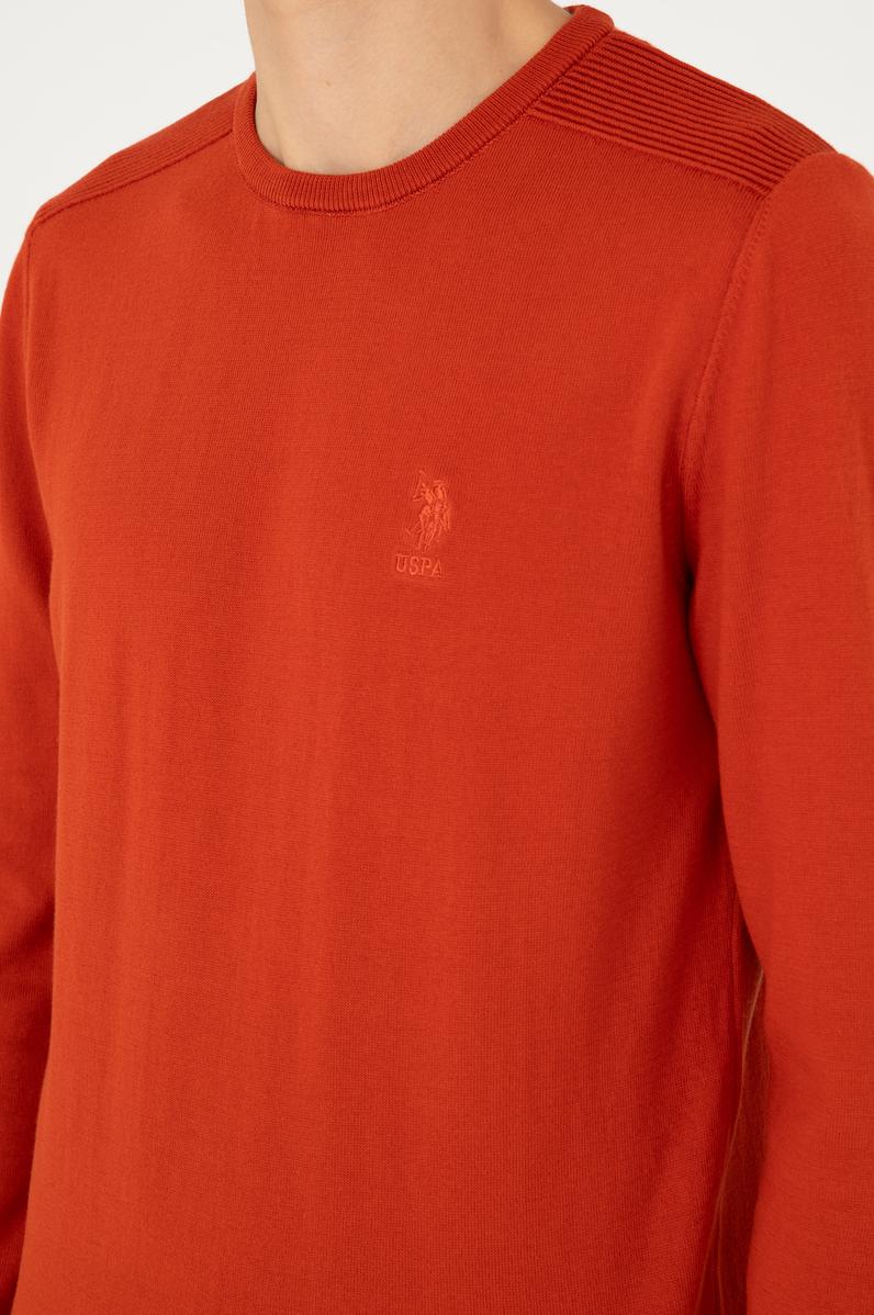 Erkek Slim Fit Bisiklet Yaka Kiremit Basic Kazak