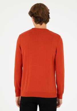 Erkek Slim Fit Bisiklet Yaka Kiremit Basic Kazak - 50288888036