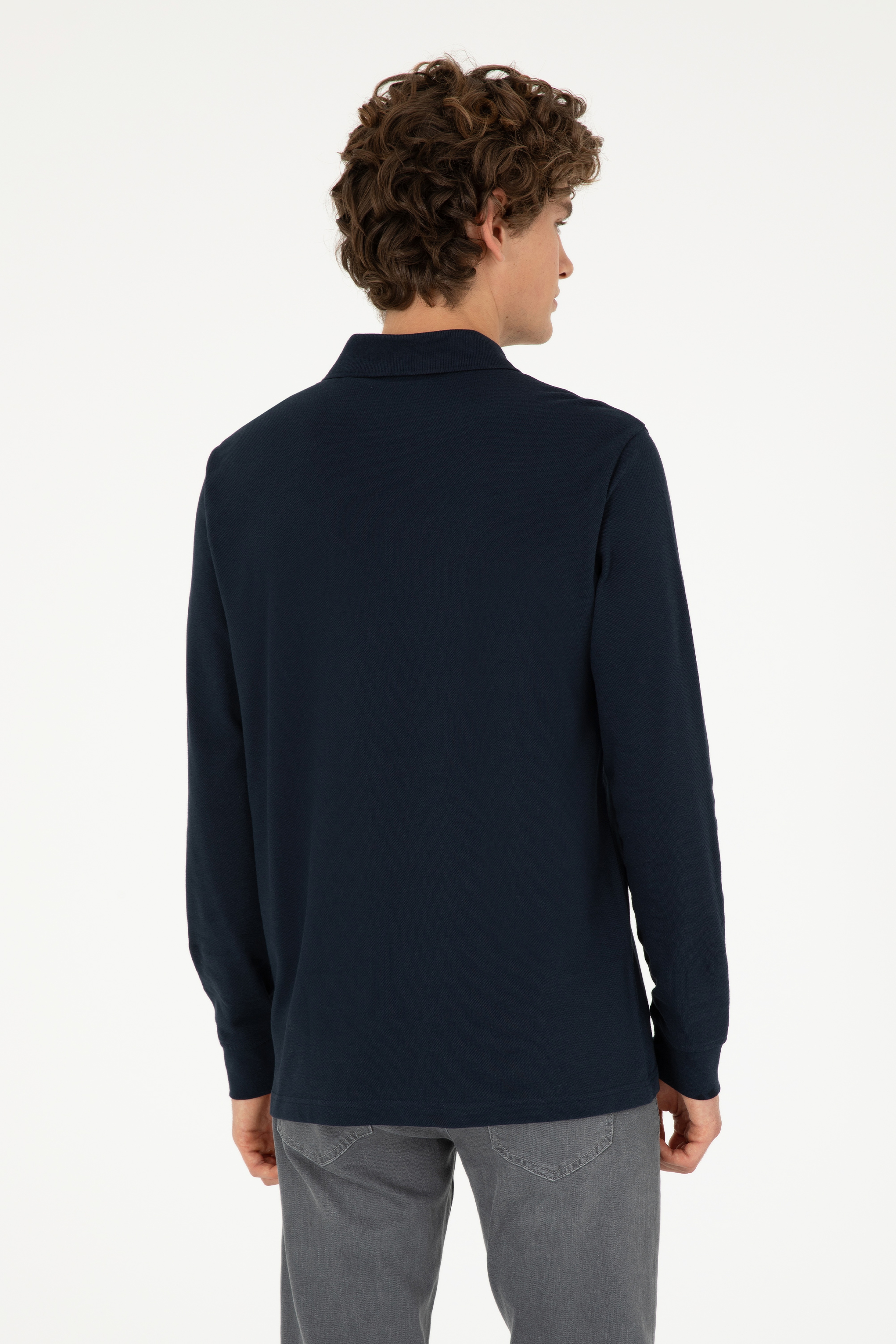 Erkek Lacivert Basic Sweatshirt - Image 5