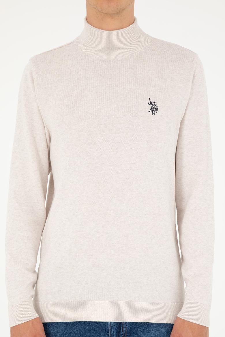 Erkek Slim Fit Yarım Boğazlı Taş Melanj Basic Kazak - 50293499019