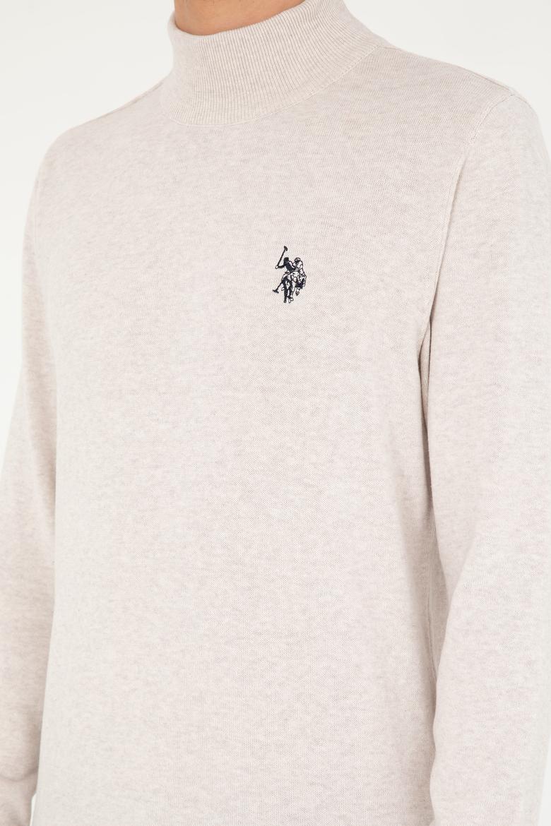 Erkek Slim Fit Yarım Boğazlı Taş Melanj Basic Kazak - 50293499019