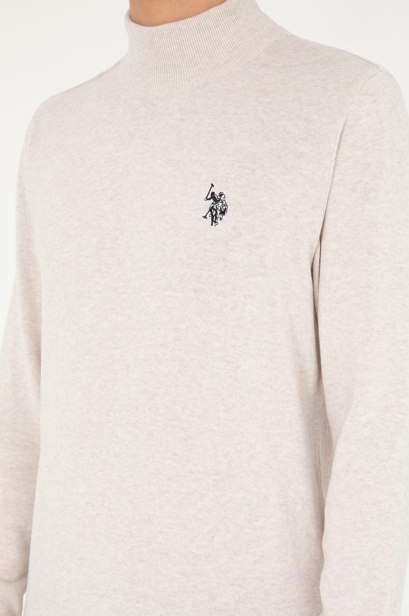 Erkek Slim Fit Yarım Boğazlı Taş Melanj Basic Kazak