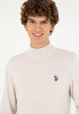 Erkek Slim Fit Yarım Boğazlı Taş Melanj Basic Kazak - 50293499019