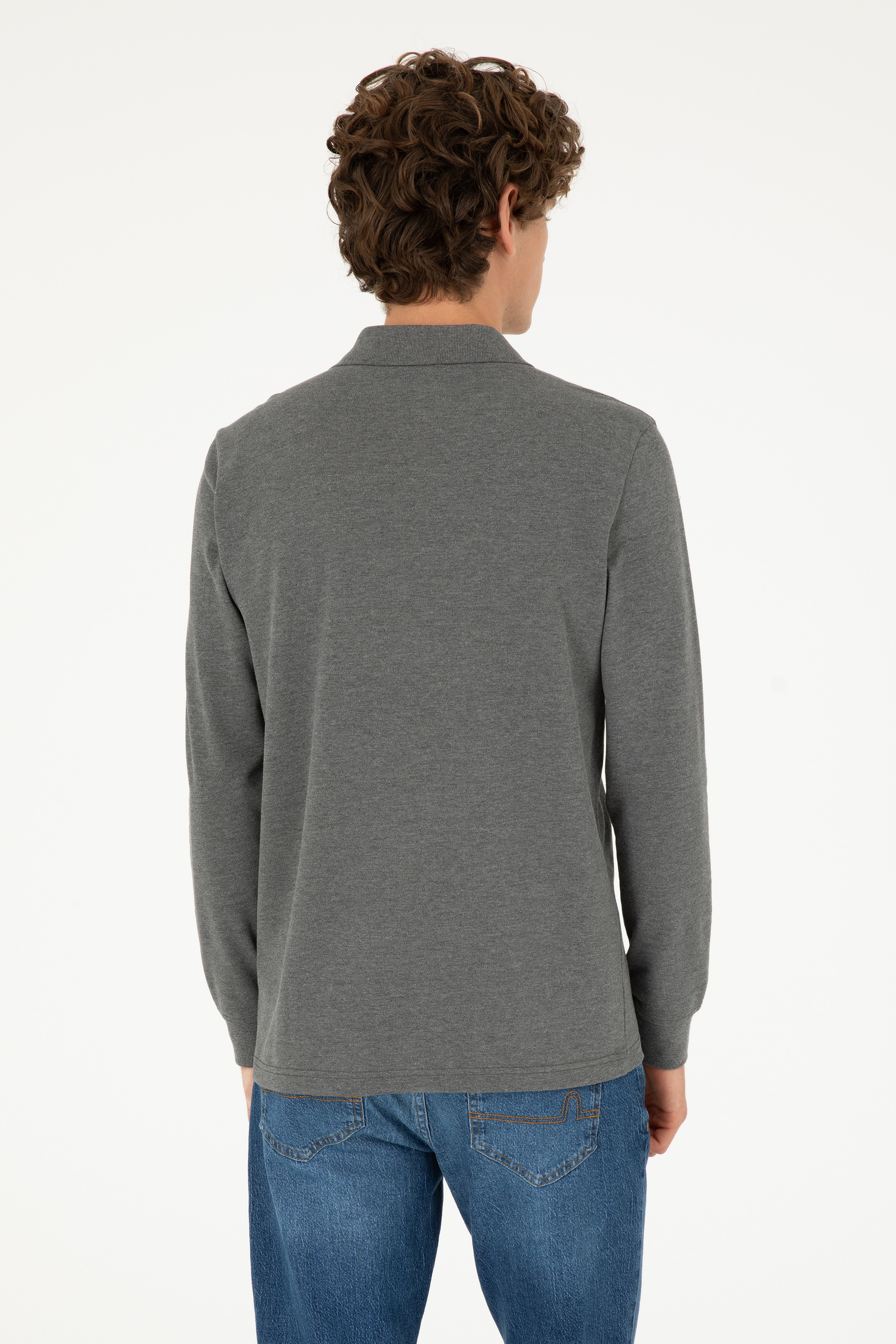 Erkek Antrasit Melanj Basic Sweatshirt - Image 5
