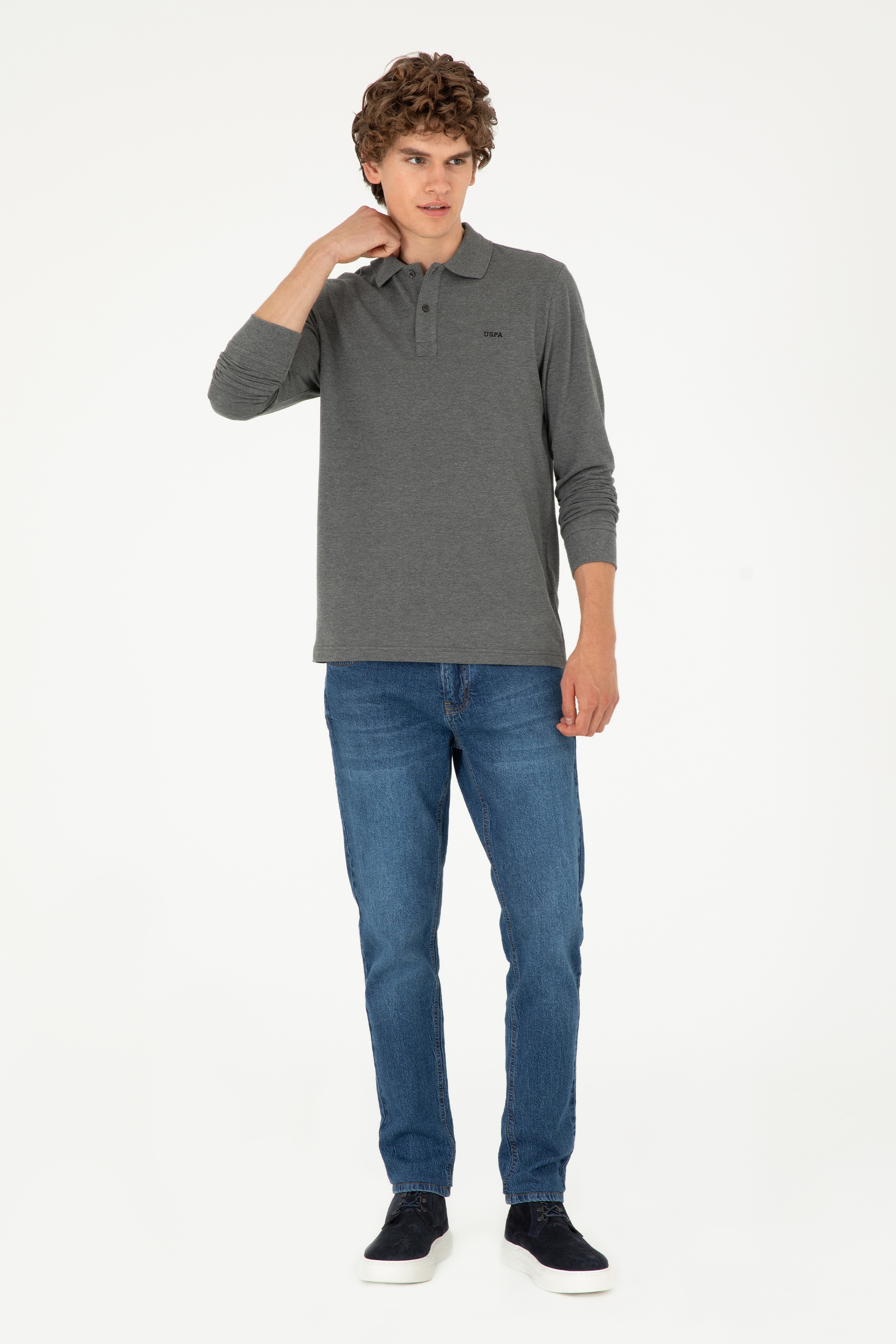 Erkek Antrasit Melanj Basic Sweatshirt