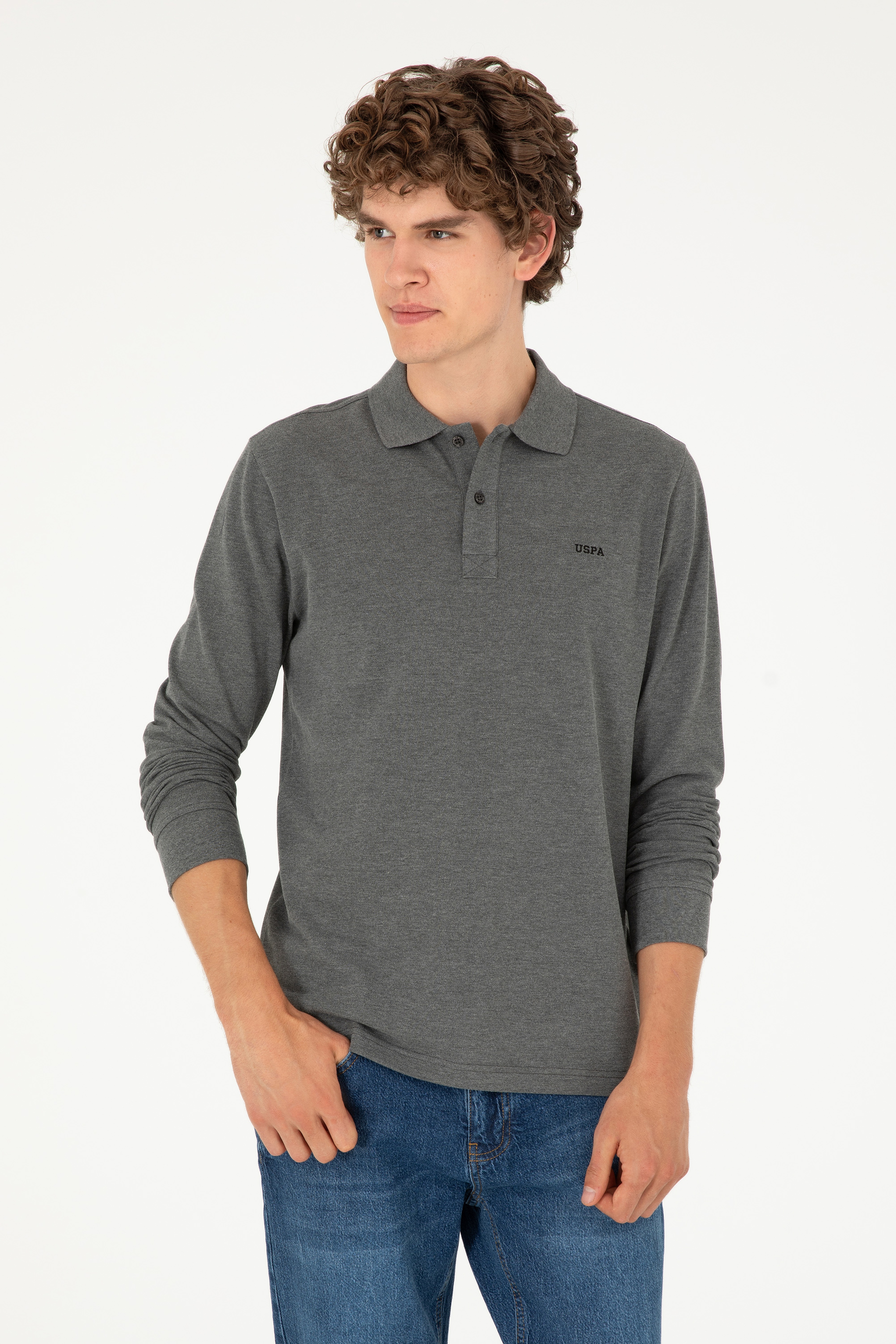 Erkek Antrasit Melanj Basic Sweatshirt